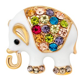 Rhinestone Brooch Vintage Cute Enamel - White Elephant Brooches Elegant Crystal Animals Pin Lapel Clothes Scarf Pins Women Teens Jewelry Gift UB2829