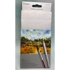Marco Raffiné Watercolor Color Pencil Set - Water Soluble 12 Pack With Brush