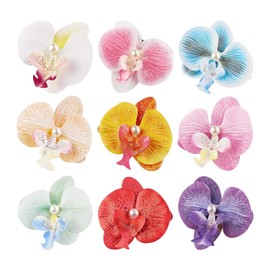 SM SunniMix 9x Tropical Orchid Hair Clips, Bohemian Hairpins Butterfly Orchid Hair Barrettes, Flower Hair Clips for Wedding Summer