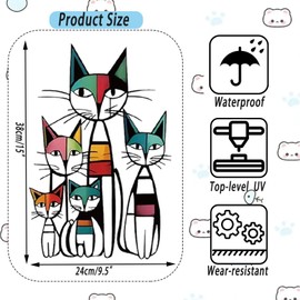 Baitiane Metal Wall Art Decor, Modern Family Abstract Cats Decoration, Colorful Geometric Design, Cat Hanging Ornament for Nursery Room, Livingroom, Bedroom, Unique Gift for Cat Lover