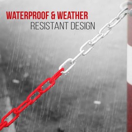 Pyle Safety Chain Barrier Plastic Links - 82' Ft Caution Security Chain Link Barriers Crowd Control, Door Driveway Garage Kids Safety Blocker, - Pyle PCHN31 (6mm)