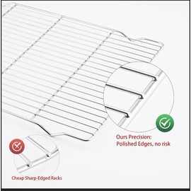 Mlintech Cooling rack,2-Pack Heavy-Duty Stainless Steel wire rack for cooking (15"x10") - Oven Baking Wire Rack for Sheet Pans, Bread, Dishwasher Safe & Non-Toxic Metal Grates