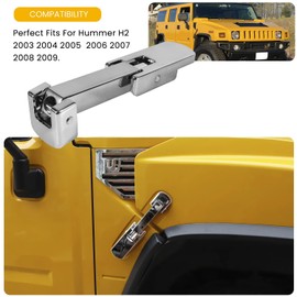 Billet Aluminum Chrome Hood Latch and Hood Latch Spring Set for Hummer H2 2003 2004 2005 2006 2007 2008 2009
