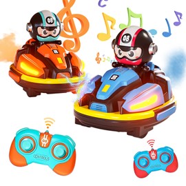 7JI Remote Controlled Car Pack of 2 RC Bumper Car with Doll Ejectable, 360° Drift Stunt Collision Car Toy Multiplayer, LED Music and Atomiser, Toy for Boys and Girls from 6 Years