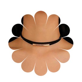 Allereya Vintage Layered Velvet Choker Necklace Gold Bar Choker Necklace Short Black Suede Necklace Boho Leather Necklace Jewellery for Women and Girls (Gold), Zinc, No Gemstone