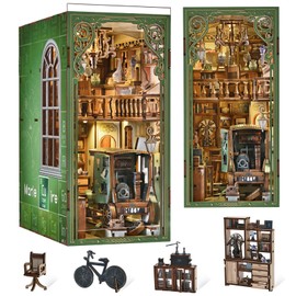 MiniCity DIY 3D Wooden Puzzle Book Nook Bookshelf Insert Decor with LED Light for Teens and Adults-The Radium Lady