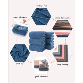 Lumimi Towels 6 Piece Soft Microfiber Bath Towel Set Salon Gym Yoga Travel Incredibly Absorbent Lightweight Quick Dry and Durable, 55" L x 27" W, Mega 6 Pack Blue