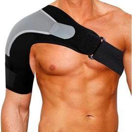 Shoulder Stability Brace Adjustable Shoulder Support with Pressure Pad, Light Breathable Neoprene Rotator Cuff Shoulder Support for Sport, Dislocated AC Joint, Labrum Tear, Shoulder Pain Black Healthcare - Color: Left