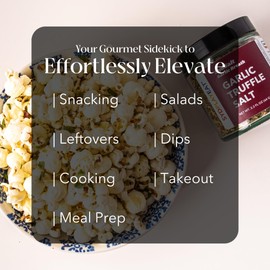 Truffle Garlic Seasoning Salt - SydSalt Garlic Breath - Garlic Onion Shallots Rosemary Thyme Sea Salt - Popcorn Eggs Chicken Steak Pasta Pizza Salads BBQ Vegetables Potatoes - Unique Gift - 2.2 Oz