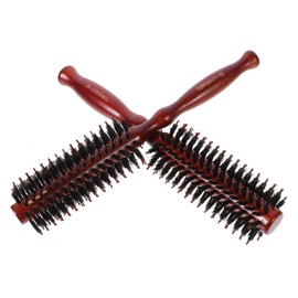 SAFIGLE 2pcs Round Hair Brush with Natural Bristles and Wooden Handle for Styling Curling and Drying Ergonomic Design for Easy Gripping Suitable for All Hair Types