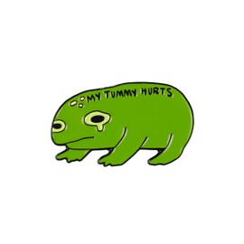My Tummy Hurts Sad Crying Frog Pin Brooch, Stomach Ache Enamel Pin, Funny Gift For Tummy Ache Survivor Chronic Illness Warrior, Chronic Pain Humor Lapel Badge, Funny Sick Day Decorative Jewelry Accessories For Bag Jacket Hat