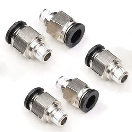 CEKER Push to Connect Air Pipe Fittings PC 3/8" Tube Od x 1/8" NPT Thread Male Straight Pneumatic Fitting Push in Quick Tube Fitting Connector 5Pack