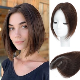 forfeels Hair Toppers For Women Real Human Hair 9 * 11 Mocha Brown Hair Pieces For Thinning Hair 360° Cover Human Hair Topper For Add Hair Volume