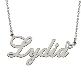 HUAN XUN Customized Stainless Steel Kids Name Pendant Necklace Gifts for Mum New Mom Lydia