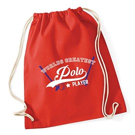 Hippowarehouse Worlds Greatest Polo Player Drawstring Cotton School Gym Bag 37cm x 46cm, 12 litres