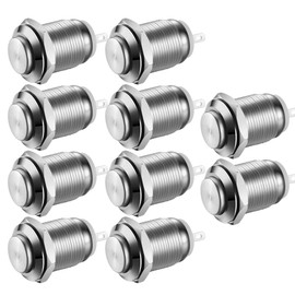 10Pcs Waterproof Push Button Momentary Stainless Steel Push Button On Off 12mm 2A 250V(High Head)