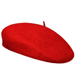 Teogneot Damen Baskenmützen, Breiter Damen Baskenmütze, Damenmütze, Wollmütze（Rot）
