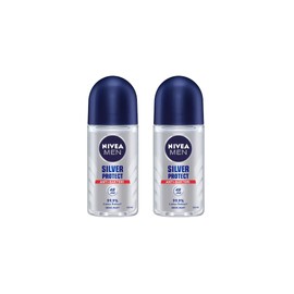 NIVEA Men Silver Protect Roll-On Deodorant 48H Odor Protection, Long-Lasting Freshness, Alcohol-Free, Quick Dry, 50ml Antiperspirant, Gentle on Skin, Men’s Body Care, Fresh Scent, Pack Of 2