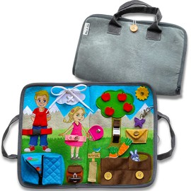 Busybag Max & Lea Toy with Closures, Laces and Zips, Learning and Activity Case, BusyBoard Home and Travel, Development of Fine Motor Skills, Children from 2-6 Years