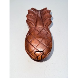 Jewelry Box Handcrafted Suar Wood Pineapple puzzle Box, Tropical Keepsake Storage