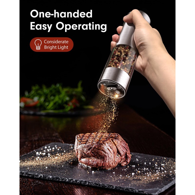 TOMEEM Upgraded Larger Capacity Electric Salt and Pepper Grinder Set