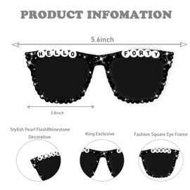 HELLO FORTY 40th Birthday Sunglasses for Men – Black Square Frame Glasses for 40th Birthday Party Decorations Gift for Him