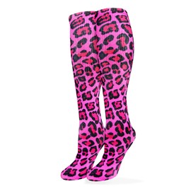 Benefeet Sox Womens Funny Knee High Leopard Print Socks Girls Cute Hot Pink Novelty Crazy Design Socks Fun 3D Printed Patterned Long Tube Socks, Hot Pink Leopard