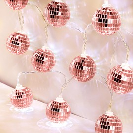 BBTO LED Disco Ball Decorations Mirror Disco Ball Ornaments 70s Disco Party Supplies Mini Disco Ball Tree Ornament Light Battery Operated Disco Ball with String(Fantasy Color,1.57 Inch)