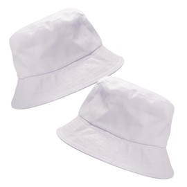 Bucket Hat, 2 Pieces White Summer Fisherman Sunshade Caps, Unisex Sun Hat, for Travel, Hiking, Beach, Golf Outdoor Activities