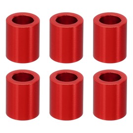 PATIKIL M6 Aluminium Spacers, 6 Pcs Metal Spacers Aluminium 6.2mm ID x 10mm OD x 12mm L Aluminium Spacer Screw Standoff Round for 1/4in or M6 Screw Bolts, Red