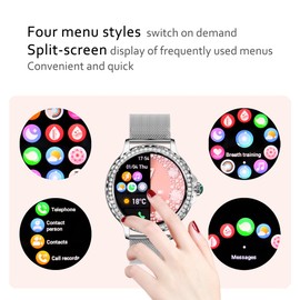 Pard 1.3 Inch Women Smart Watch with Sleep Detection, Heart Rate Blood Pressure for iOS Android Devices, Silver