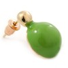 20mm L/Lime Green Enamel Dome Shaped Stud Earrings/Gold Tone