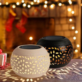 Hollow Solar Table Light Waterproof Solar Lamps for Garden Solar Table Light for Outdoor Garden ABS Outdoor Table Lamp, B