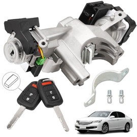 RAMATA Ignition Lock Cylinder Switch Compatible with 2013 2014 2015 2016 2017 Honda Accord 2.0L 2.4L 3.5L, Replace # 39730-T2A-A0, (with 2 Blank Chipped Remote Keys)