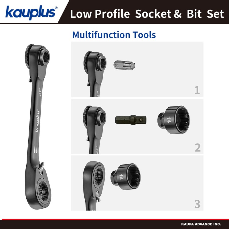 kauplus 1/4” Mini Reversible Ratchet Wrench Tool Kit, 32 PCS