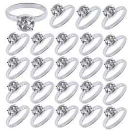 Super Z Outlet Silver Faux Diamond Engagement Rings for Wedding Table Scatter Decorations, Party Supply Favor Accents, Cupcake Toppers, Arts & Crafts (36)