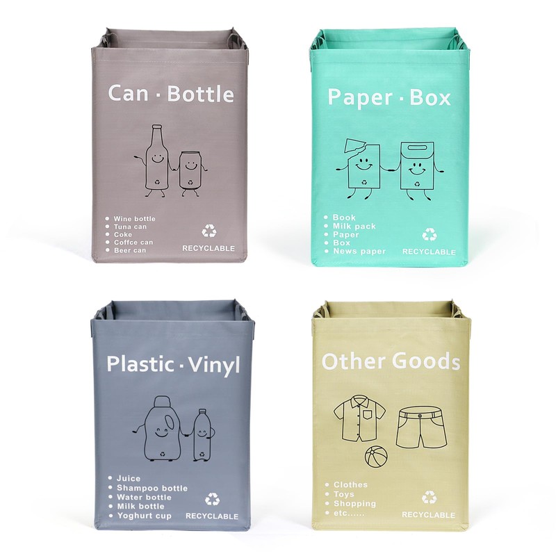 4 Packs Recycling Bags with handle Separate Sorting Organizer Woven