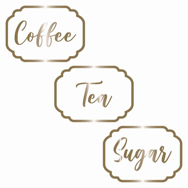 Tea, Coffee, Sugar Kitchen Jar Canister Labels Vinyl Decal Stickers