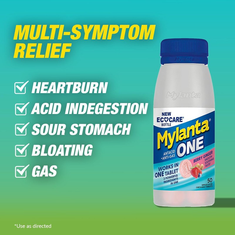 Mylanta One, Berry Ginger Flavor, 50 Count, EcoCare PCR