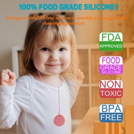 Chewy Necklaces for Sensory Kids Girls, 2 Pack Silicone Sensory Chewy Necklace for Boys with Chewing, Autism, ADHD, SPD, Oral Motor Anxiety Pendant for Adults