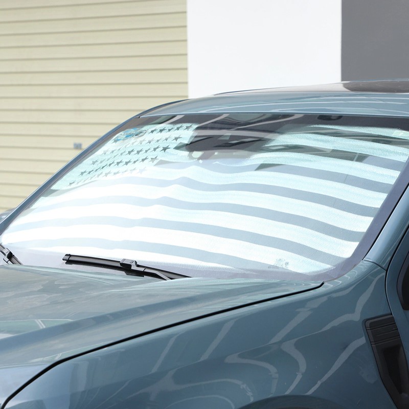 car-attention US Flag Car Front Windshield SunShade Visor Cover For