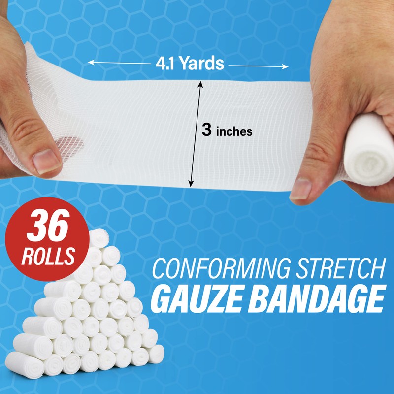 Gauze Rolls –36 Rolls- Premium First Aid Supplies for Safe