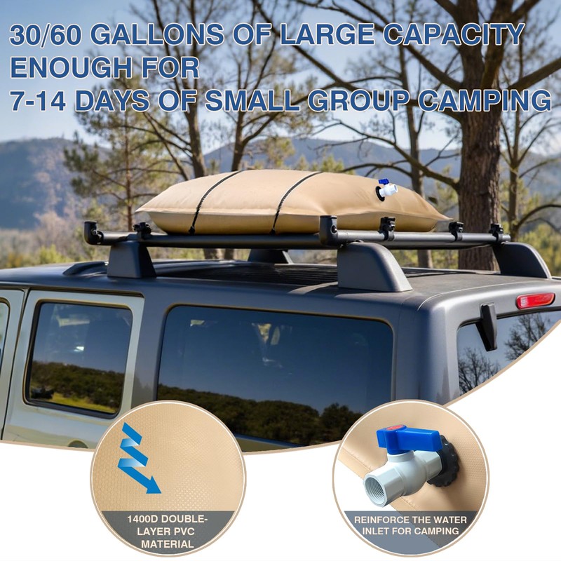 60 Gallon Water Tank, Collapsible Water Storage Bladder, Portable Water
