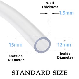 Dcizlont Clear Plastic Tubing, 12mm x 15mm, 5M, PVC Tube Hose Water Pipe, Also for Oil and Air, Food Grade