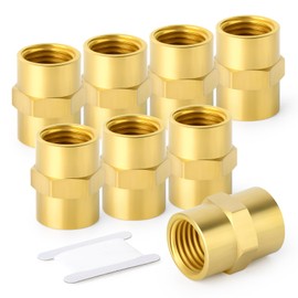 TAISHER 8PCS Brass Pipe Fitting, Coupling, 3/8-Inch Female Pipe x 3/8-Inch Female Pipe