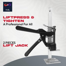 Labor Saving Handle 12" Lever Tool Lifts 2pcs, Wall Tile Locator, Multifunctional Lift Height Adjuster, Door Panel, Lifting Cabinet Jack, Lifts 6.69" Holds 330 lbs (Kinggang Black Tool Box)