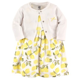 Hudson - Conjunto de Vestido y cárdigan de algodón para bebé y niña, Limón, 9-12 Meses