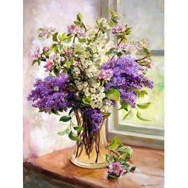 Lilac and Other Blossom by Anne Cotterill - Pack of 2 Greeting Cards