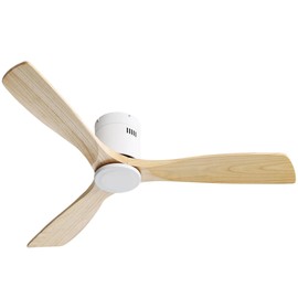 neolun 52 Inch Natural Wood Ceiling Fan for Tranquil Spaces, Noiseless Reversible Motor with Remote Control, for Living Room, Patio, and Bedroom