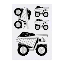 4 x 'Dump Truck' Temporary Tattoos - Water Resistant, Skin-Safe, Non-Toxic Transfers, Mixed Sizes (TO00084134)